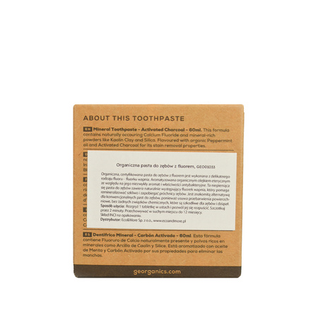 Georganics, Organiczna pasta do zębów z fluorem w słoiku, Activated Charcoal, 60ml