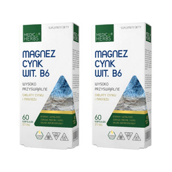 Zestaw 2x MEDICA HERBS Magnez, Cynk, Wit. B6 60 kaps.