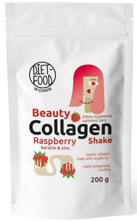 DIET-FOOD SHAKE KOLAGENOWY Z KERATYNĄ, CYNKIEM I MALINĄ 200 g 