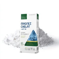 Medica Herbs Magnez Chelat + Witamina B wsparcie dla energii, odporności 60 kaps.