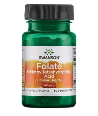 SWANSON Folian Quatrefolic 800 mcg - Kwas foliowy (30 kaps.)