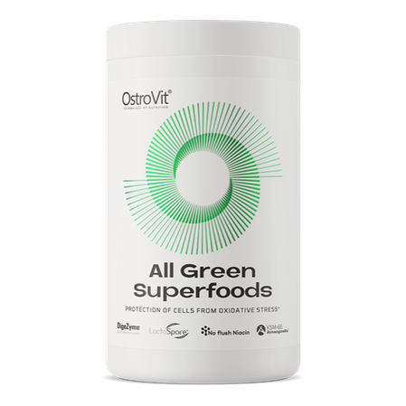 OstroVit All Green Superfoods zawiera grzyby, MCT i witaminy 345 g naturalny