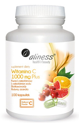 Aliness Witamina C 1000 mg PLUS bioflaw, rutyna, acer. x 100 kaps. vege