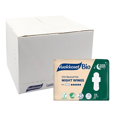 Vuokkoset, BIO, NIGHT WINGS, Podpaski ze skrzydełkami na noc, 9 szt.