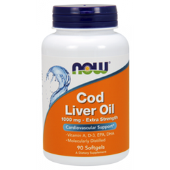Now Foods Cod Liver Oil Extra Strength Tran 1000mg na wsparcie odporności 90 kaps.