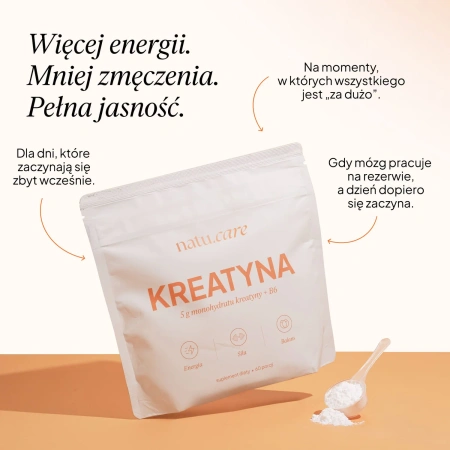 Natu.Care Kreatyna monohydrat + B6 bezsmakowy 300g