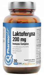 PHARMOVIT Laktoferyna 200 mg Immuno Complex na wsparcie układu odpornościowego 30 kaps. BEZGLUTENOWE