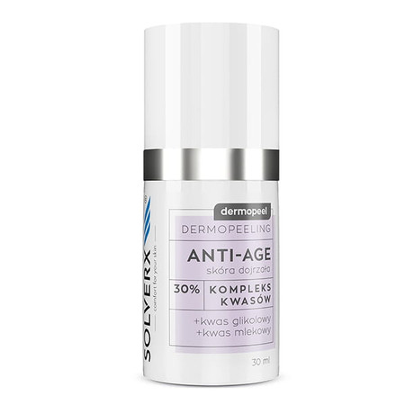 SOLVERX Dermopeel Dermopeeling Anti-Age - Kompleks Kwasów 30% (glikolowy,mlekowy) 30ml