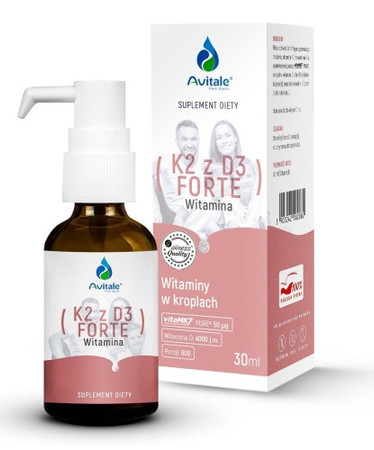 Avitale Witamina K2 + D3 FORTE (Vita MK7) 50uq + D3 4000IU Olive 30 ml