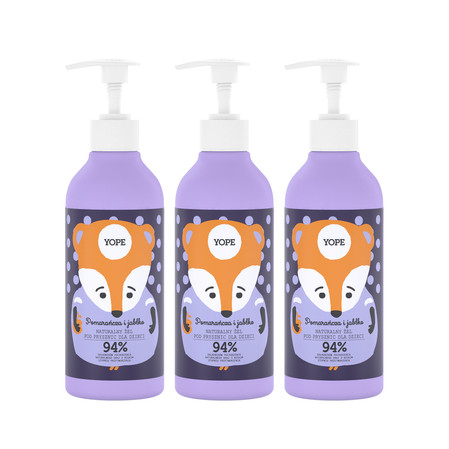 Zestaw: 3x Yope - Naturalny żel pod prysznic dla dzieci Pomarańcza & Jabłko 400ml