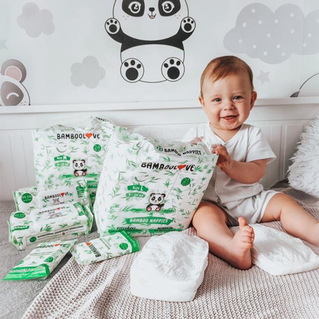 BAMBOOLOVE, Pieluszki jednorazowe bambusowe, rozmiar XS, Newborn (2-4 kg), 27 szt.