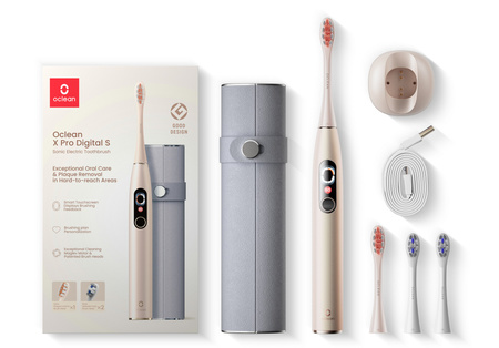 OCLEAN SZCZOTECZKA ZESTAW X PRO DIGITAL ZŁOTY (Szczoteczka soniczna + 4szt główek + etui)