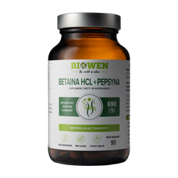 Biowen Betaina HCL + Pepsyna + Rumianek pospolity na wsparcie trawienia 90 kaps.