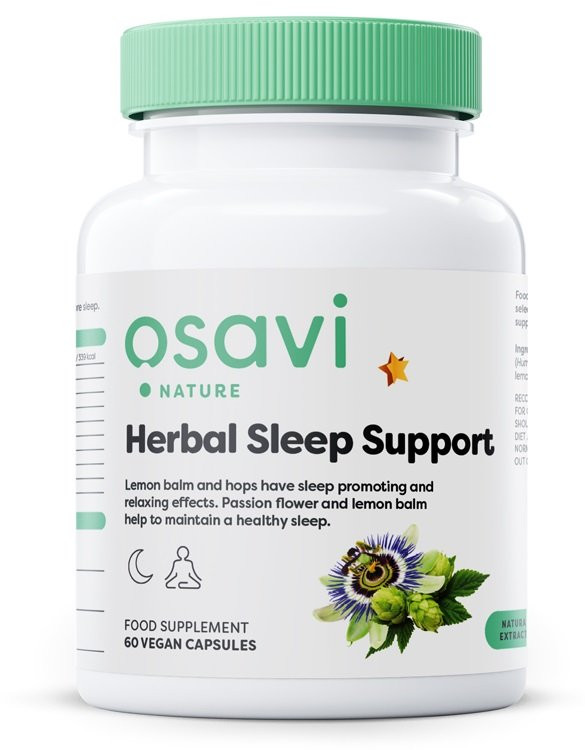 Комплекс для сна Osavi Herbal Sleep Support, с пассифлорой, хмелем и мелиссой, капсулы