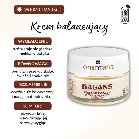Orientana, krem do twarzy Balans, drzewo sandałowe i kurkuma, 50 g