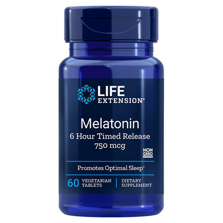 Life Extension − Melatonin 750 mcg 6 Hour Time Release − 60 tabl.