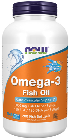 NOW FOODS Omega-3 Molecularly Distilled (Fish Softgels) (200 kaps.)