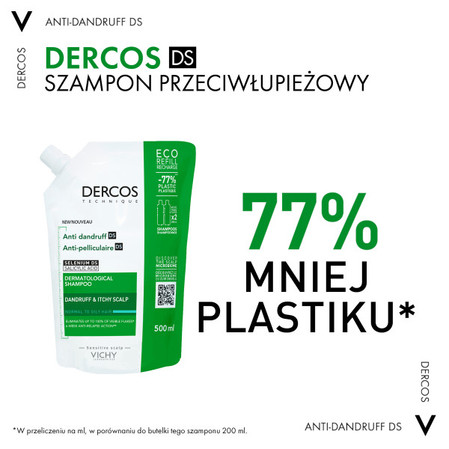 Vichy Dercos szampon przeciwłupieżowy włosy normalne i przetłuszczające się 500 ml (REFILL)