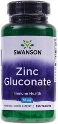 Swanson − Zinc Gluconate, glukonian cynku 30 mg − 250 tabl.