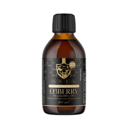 Powerful Brand Omega 3 kwasy tłuszczowe DHA i EPA 300ml smak czarna porzeczka