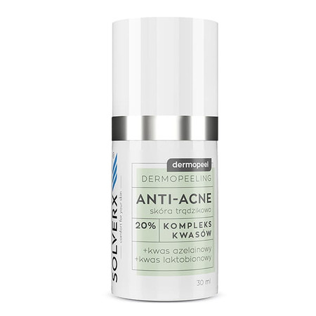 SOLVERX Dermopeel Dermopeeling Anti-Acne - Kompleks Kwasów 20% (azelainowy,laktobionowy) 30ml