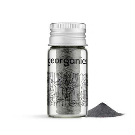 Georganics, Naturalna nić dentystyczna w szklanym opakowaniu Zero Waste, do codziennej pielęgnacji, z aktywnym węglem i fluorem, 50 m