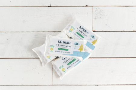 Kit and Kin, Biodegradowalne Bezzapachowe Chusteczki Nawilżane, 60szt