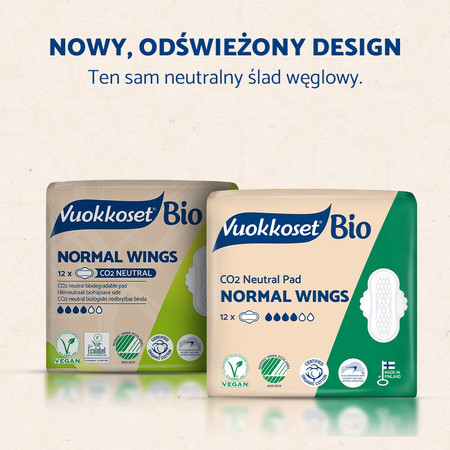 Vuokkoset, BIO, NORMAL WINGS, Podpaski ze skrzydełkami, 12 szt.