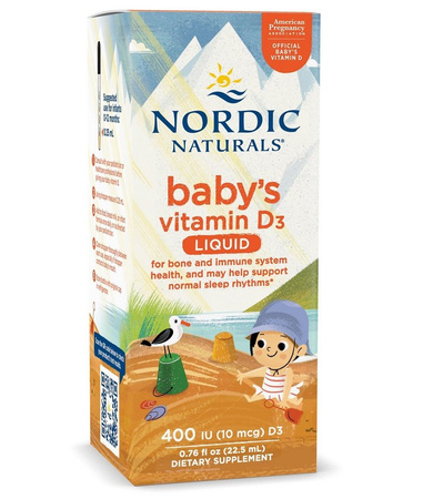 Nordic Naturals Baby's Vitamin D3 witamina D3 400 IU dla niemowląt w kroplach 22,5ml
