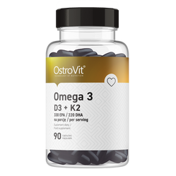 OstroVit Omega 3 D3+K2 kwasy tłuszczowe EPA i DHA 90 kaps.