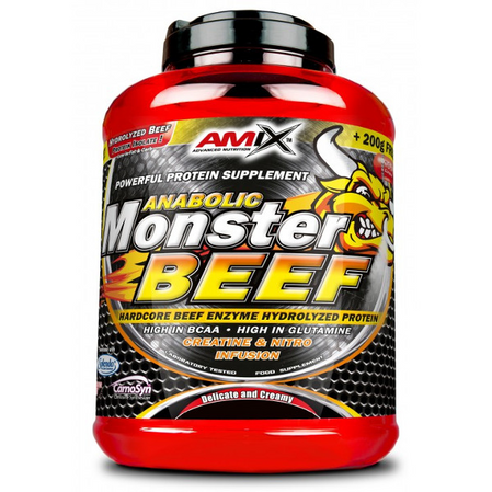 AMIX ANABOLIC MONSTER BEEF 90% odżywka białkowa hydroizolat 2200g smak truskawka - banan
