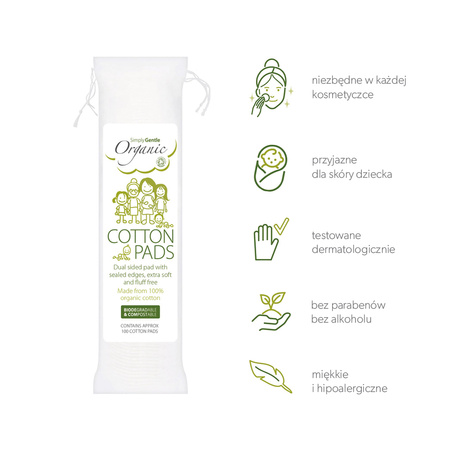 Simply Gentle − Organiczne waciki w płatkach − 100 sztuk