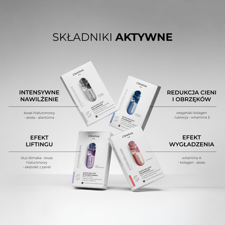 L'biotica Hydrożelowe płatki pod oczy ze śluzem ślimaka odmładzające 3 pary