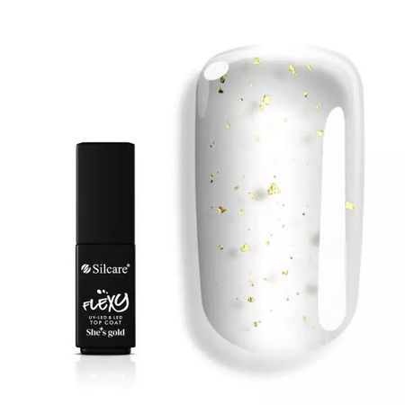 Flexy She's Gold Top Coat preparat nawierzchniowy z drobinkami w kolorze złota 4.5g