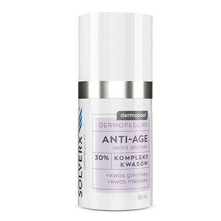 SOLVERX Dermopeel Dermopeeling Anti-Age - Kompleks Kwasów 30% (glikolowy,mlekowy) 30ml