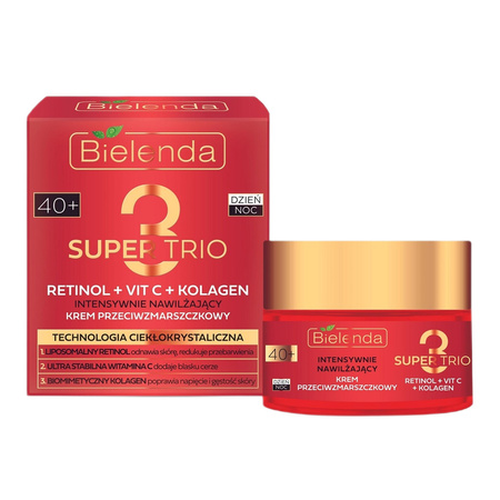 Bielenda Super Trio 40+ Intensywnie Nawilżający Krem przeciwzmarszczkowy na dzień i noc 50ml