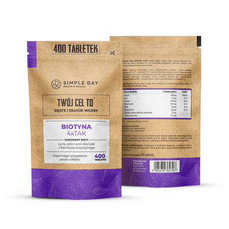 Twój Cel To Biotyna 4xTAK z naturalnym krzemem na piękne włosy, skórę, paznokcie 400 tabl.