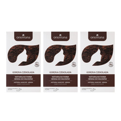 Zestaw: 3x Orientana - Naturalna farba do włosów długich. Bio Henna Gorzka czekolada - 100 g