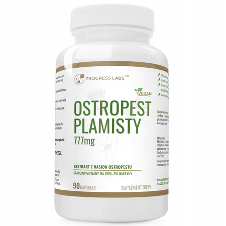 Progress Labs Ostropest Plamisty Exstrakt 80% Sylimaryny   777 Mg 90 kaps.