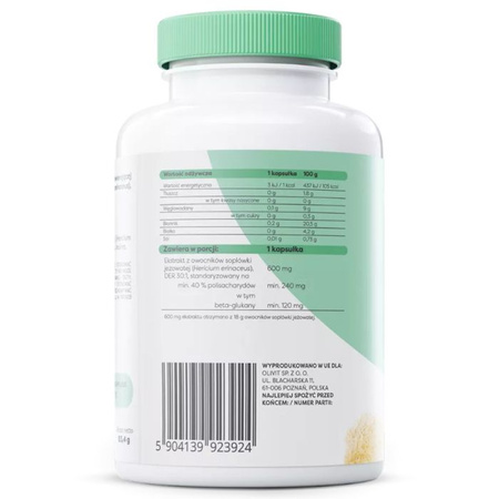 Osavi Lion’s Mane ekstrakt z owocników grzyba soplówki jeżowatej, 600mg, 120 caps. vegan 