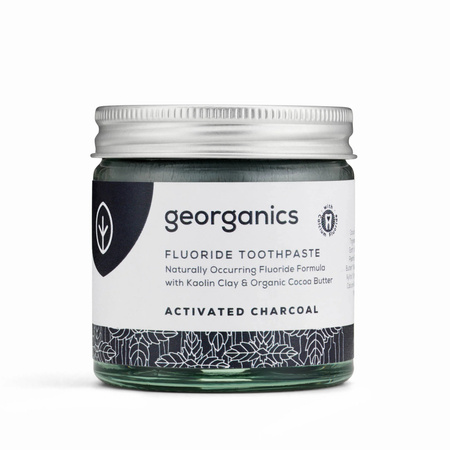 Georganics, Organiczna pasta do zębów z fluorem w słoiku, Activated Charcoal, 60ml