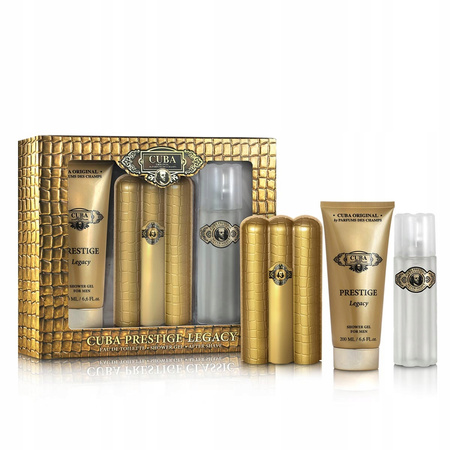 Cuba Prestige Legacy zestaw woda toaletowa spray 90ml + żel pod prysznic 200ml + woda po goleniu 100ml