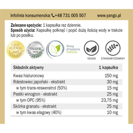 Yango Kwas Hialuronowy Pro-Beauty 90 Kaps.
