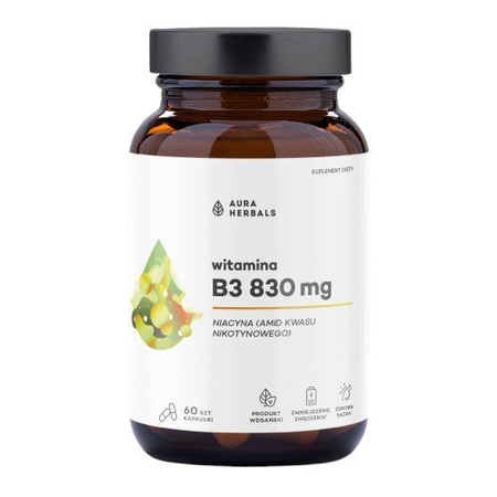 Aura Herbals Witamina B3 830 mg, niacyna, 60 kaps.
