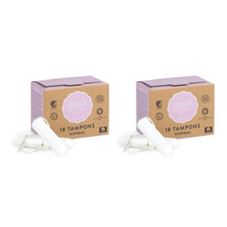 Zestaw: 2x Ginger Organic tampony bez aplikatora normal 18 sztuk