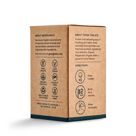 Georganics, Naturalne tabletki do mycia zębów, English Peppermint, 120 tabletek