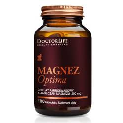 Doctor Life Magnez Optima chelat aminokwasowy i Jabłczan Magnezu 200mg suplement diety 100 kaps.