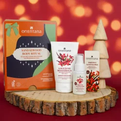 Orientana Xmas SandalWood Body Ritual  Otulajacy zapachem zestaw do pielęgnacji ciała (balsam 125ml + mgiełka 50ml)