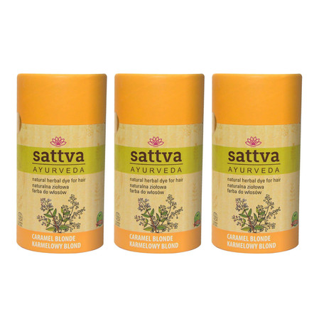 Zestaw: 3x Sattva - Henna Naturalna ziołowa farba do włosów Karmelowy Blond 150g