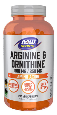Now - Arginine, ornithine - 250 kaps